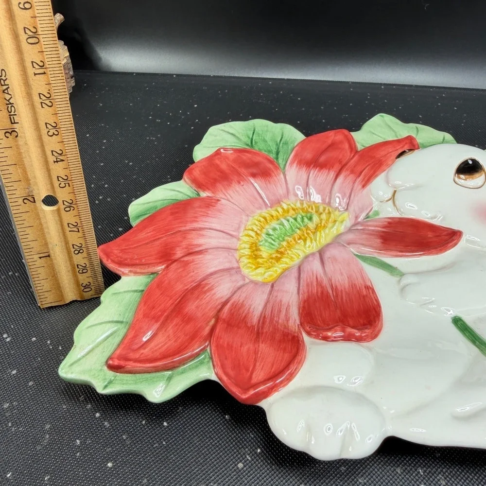 Fitz‎ and Floyd Bunny Blooms Decorative Wall Plate Rabbit Floral Ceramic Easter